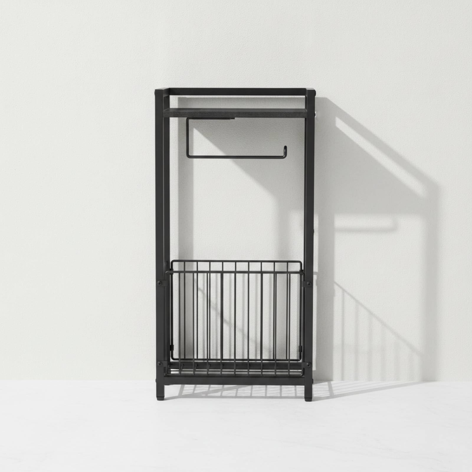 predolo Porta Carta Igienica da Terra in Metallo Portarotolo da Terra Compatto Piantana Bagno, Nero