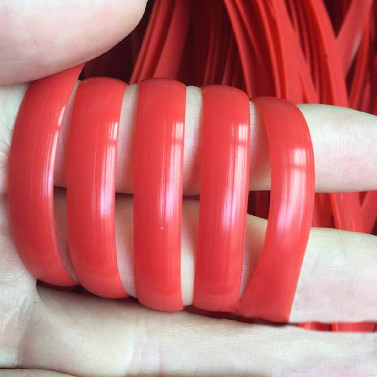 Oudini Red Synthetic Rattan Repair Knit Material Gradient Flat Rattan Weaving Plastic Rattan For Diy Homeniture, Chair Table, Storage Basket