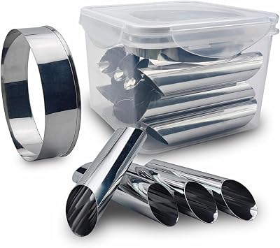Cannoli Forms Pastry Roll Molds, Stainless Steel Cannoli Tubes, Pack of 15 with Round Cookie Cutter