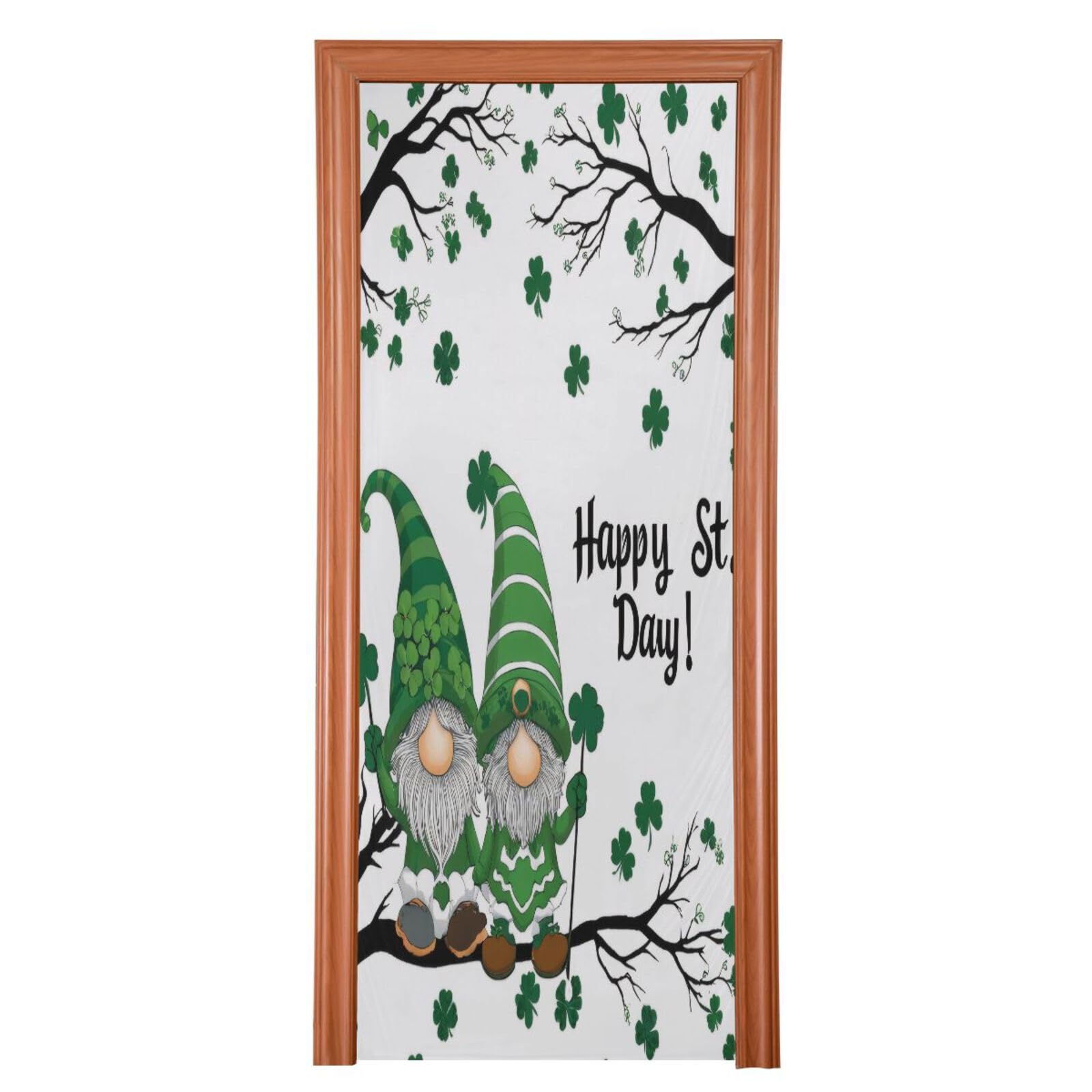 FLildon Shamrock Leaf Gnomes St Patrick's Day Door Cover Decoration, Party Accessory Porch Decor for Festive Ornament Room Door Covers 36 x 98 Inch