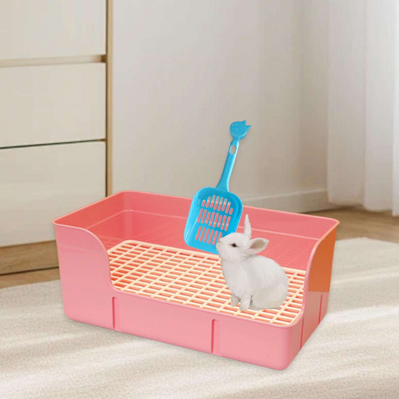 KESOTO Toilette per Conigli E Piccoli Animali, Vassoio per Furetti, Rosa