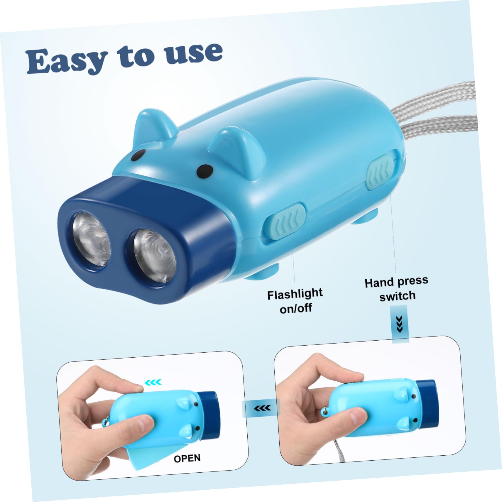 3 Pack Hand Crank Emergency Torch, No Battery Required, 2 LED Bright Lights, Portable Wind-Up Flashlight for Camping Hiking - Image 3