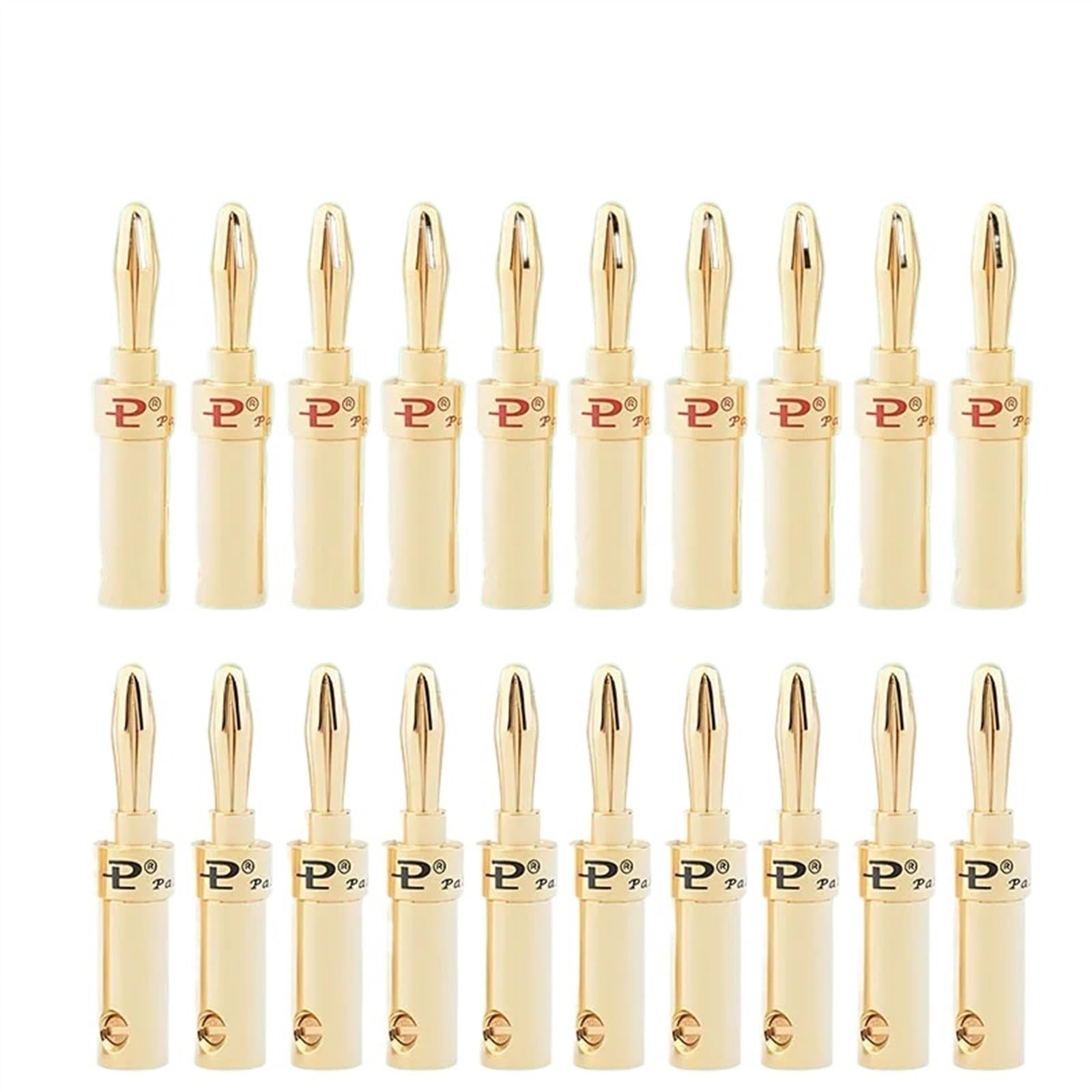 20 x 4 mm wtyk bananowy z pozłacanym złączem 24-karatowym złotem i blokadą śrubową, nadaje się do podłączenia systemów audio i głośników" wzmacniacz (Mx20)