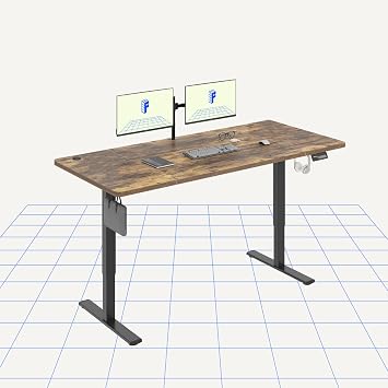 FLEXISPOT Electric Standing Desk 180x80cm Sit Stand Table Height Adjustable Desk with Hook for Home Office, Rustic Brown