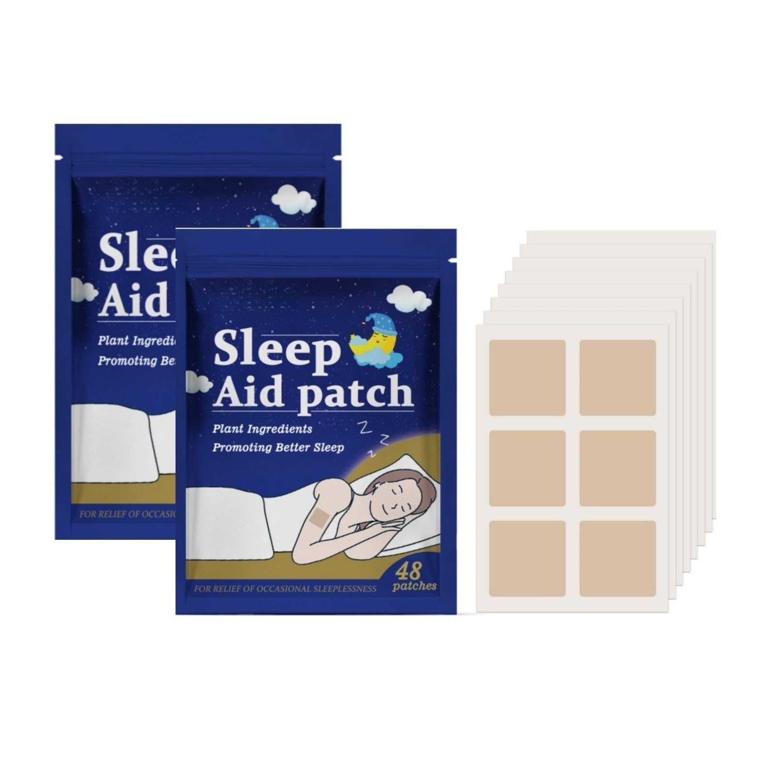 Lot De 60 Patches De Sommeil Naturels – Patchs Relaxation Profonde à La Lavande Et Valériane Pour Nuit Paisible
