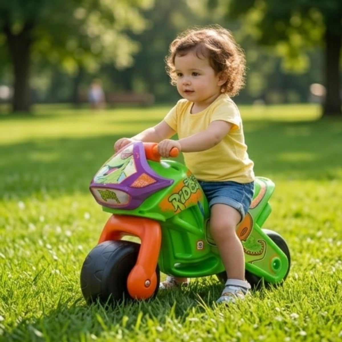 INJUSA Laufrad Motorrad für Kinder ab 18 Monaten, Dino Rutschfahrzeug mit Breiten Rädern, ergonomischem Sitz und Tragegriff, Indoor & Outdoor