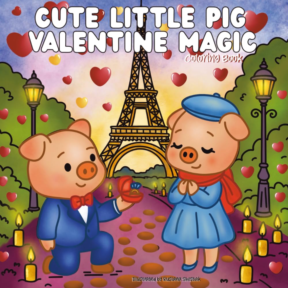 Cute Little Pig Valentine Magic: Coloring Book