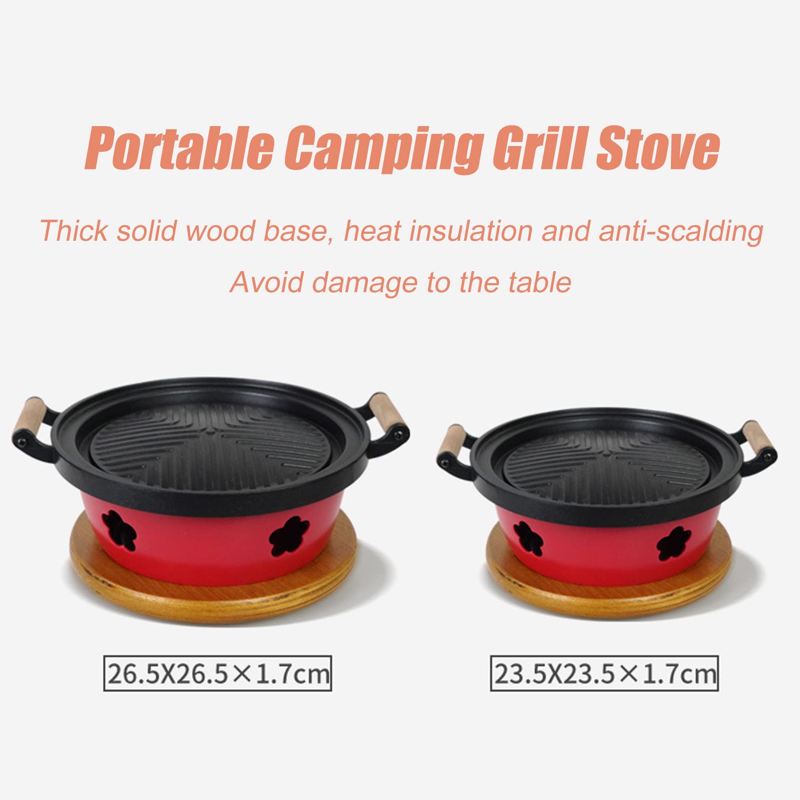 Griglia a Carbone Portatile Stufa ad Alcool da Tavolo, Griglia per Barbecue Coreana per Interni Griglia Yakiniku da Tavolo con Base in Legno, Strumenti per Barbecue per Barbecue Hibachi da Campeggio