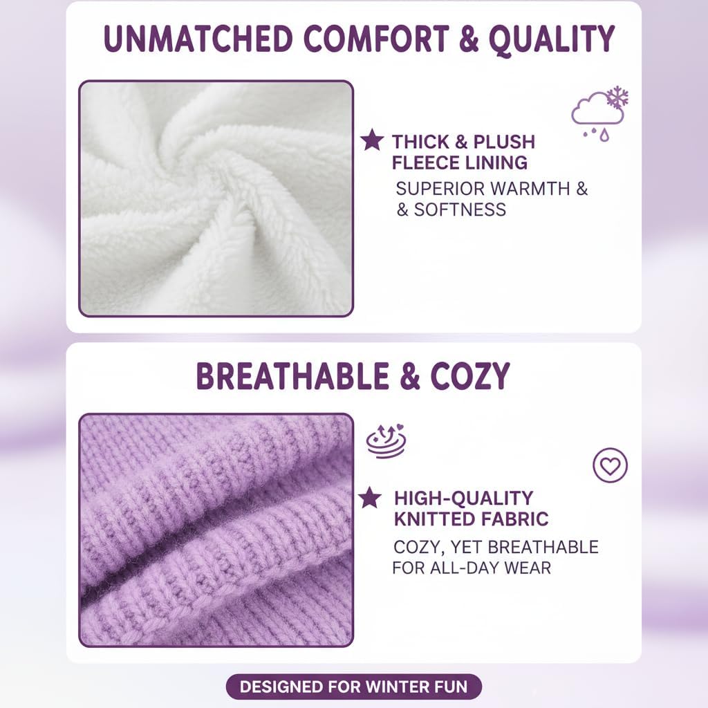 FENELY 3Pcs Kids Winter Beanie Hat Scarf Gloves Set for 4-10 Years Girls Boys Toddler Neck Warmer - Image 8