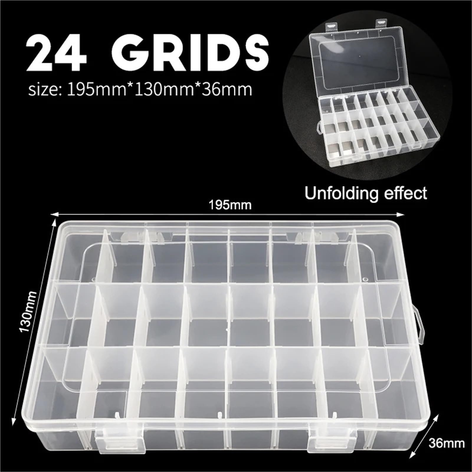 Organizador De Tornillos Caja de plástico 5 piezas, organizador joyas 10 a 24 rejillas, caja PP transparente con tornillos for pastillas, llaves y monedas