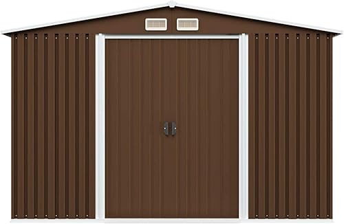 Miniatura 4 de Festnight Cobertizo de almacenamiento de jardín con 4 rejillas de ventilación, puertas correderas dobles de acero metálico, cobertizo de madera para