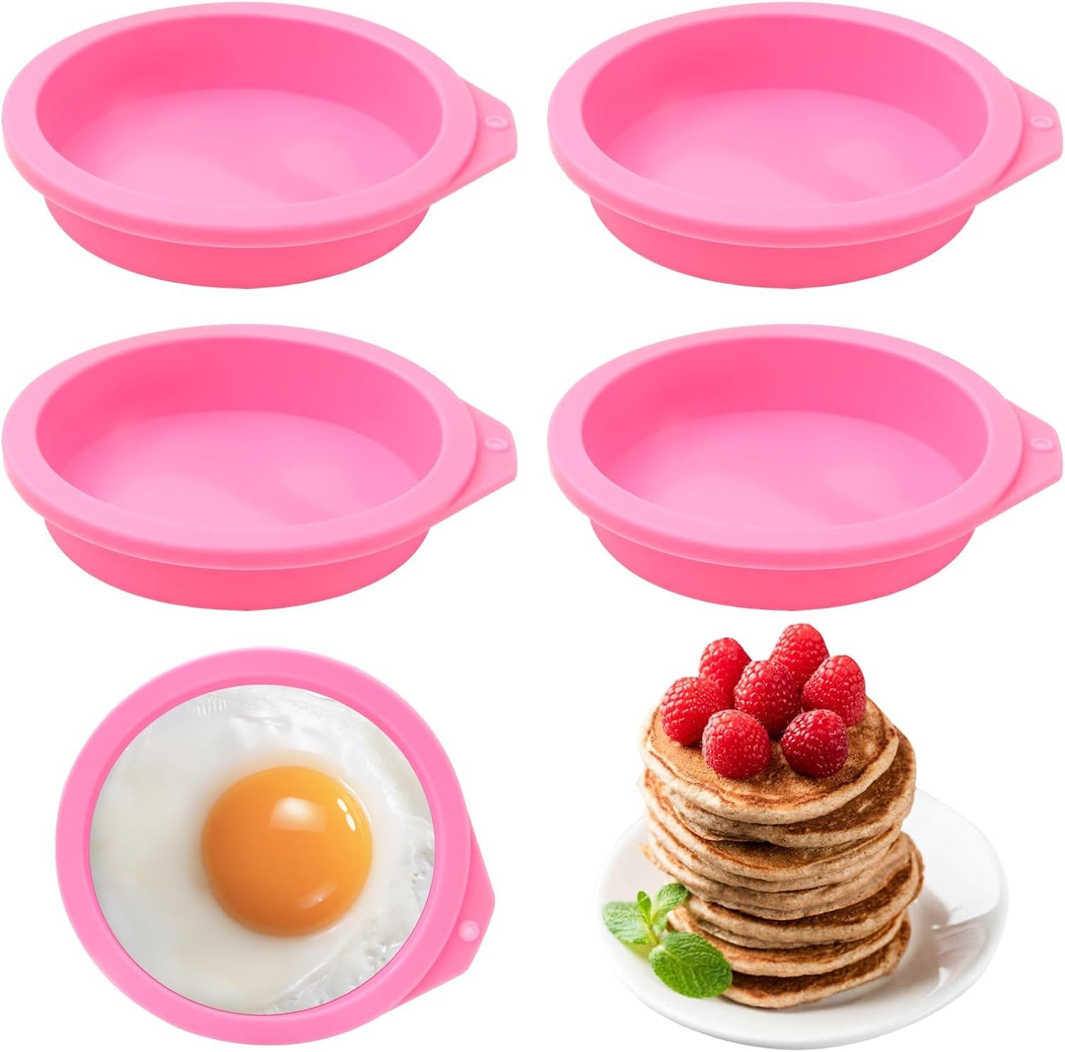 4 Pcs Silicone Egg Molds, Air Fryer Bites for Muffin Lids, Toast, Non-Stick Accessories