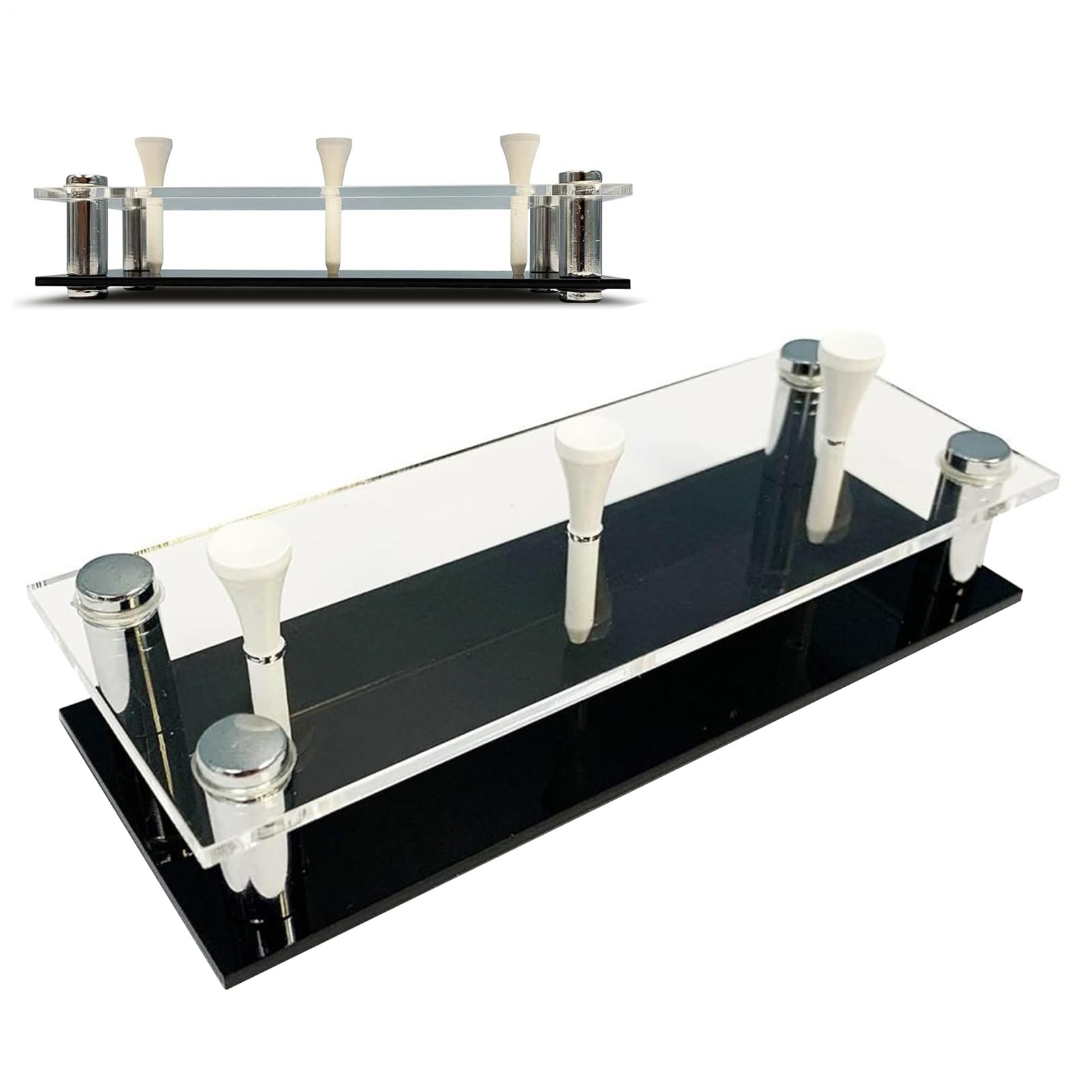 Expositor para bolas de golf, soporte decorativo de golf con base y camiseta, almacenamiento acrílico y metal para oficina o salón