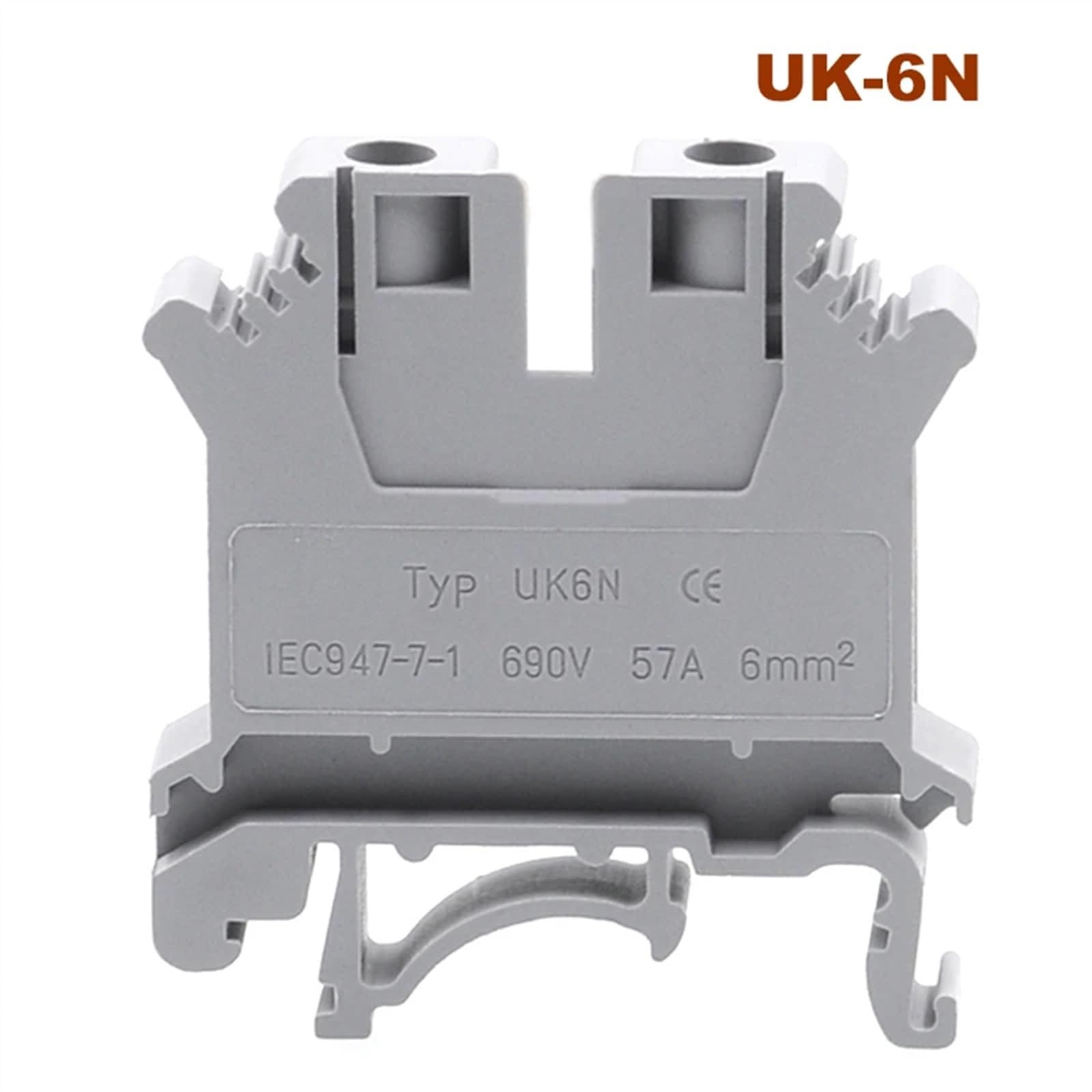 UK Din szyna uniwersalne bloki zacisków śrubowych Morsettiera 2.5B/3/5/6/10/16N/35 elektryczne złącza kablowe mosiądz Bornier (szare, UK-35 (1 szt.)