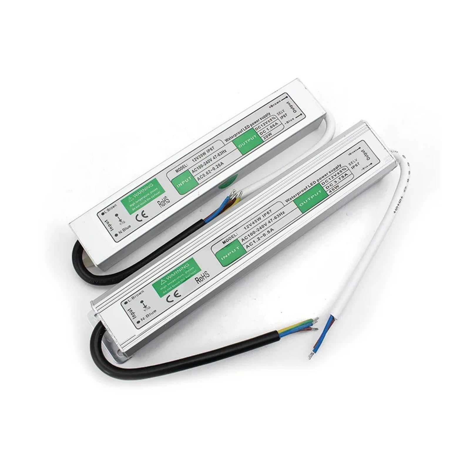 Controlador LED DC12V 24V IP67 Transformador de iluminación Impermeable Fuente de alimentación de luz Exterior 10W 20W 30W 36W 45W 60W 80W 100W 120W(12V 25W)