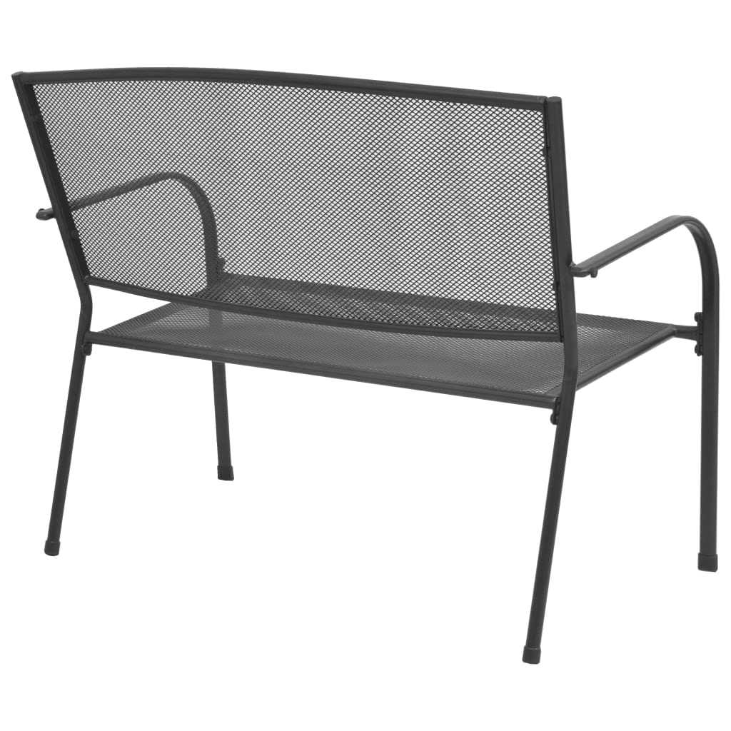 Ławka metalowa 108 cm, stalowa ławka do siedzenia z kratką, styl industrialny, ławka ogrodowa, antracytowa, malowana proszkowo i odporna na rdzę, obciążenie do 110 kg
