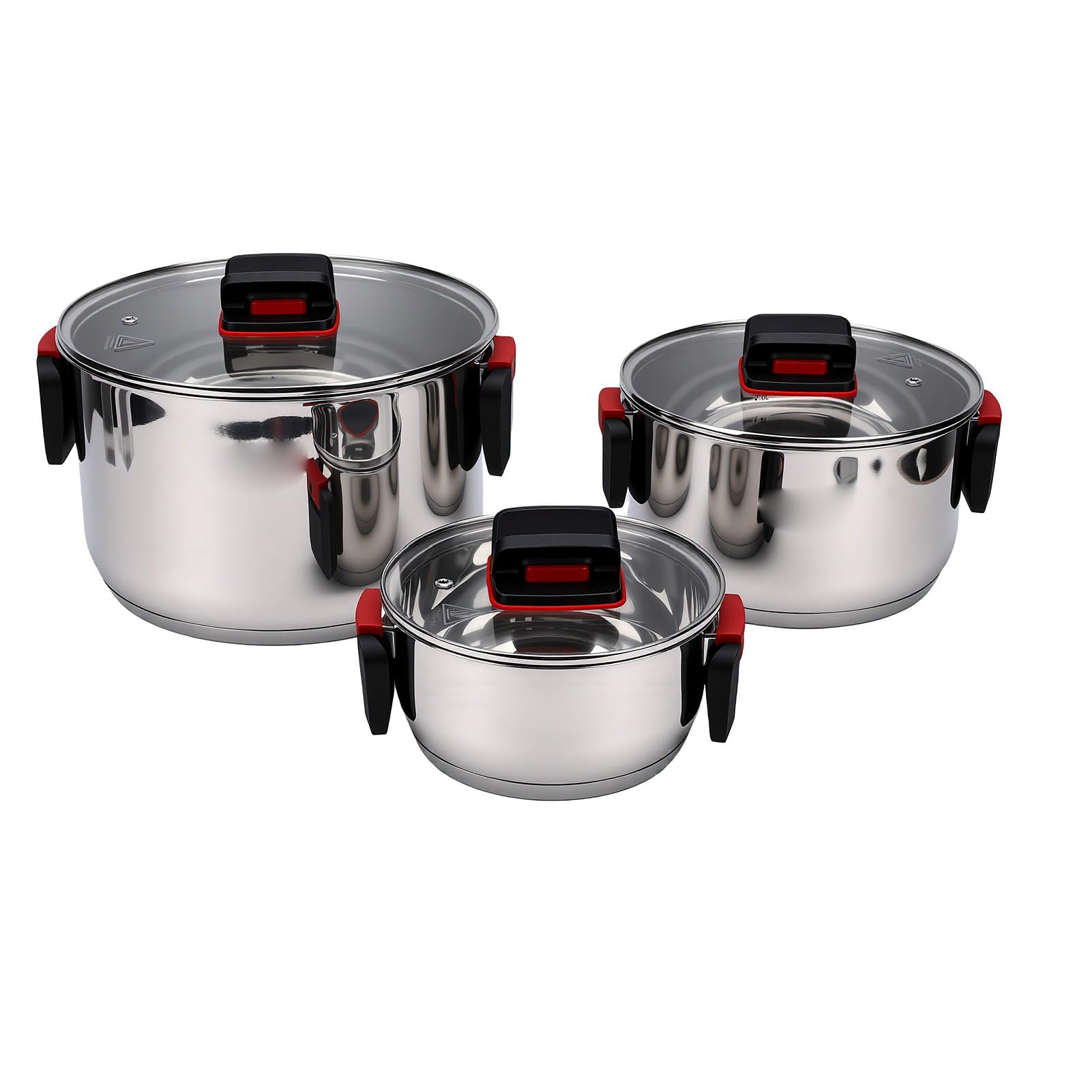 Generic Juego de Ollas Duraderas de Acero Inoxidable, Ollas Antiadherentes para Cocineros Caseros, 3 uds., 1,8l, 2,7l, 5,8l, Seguras para Horno de Inducción