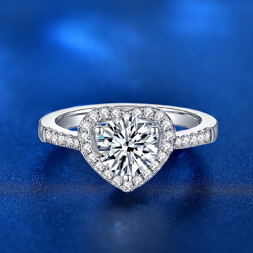 Heart-Shaped 1 Carat Diamond Engagement Rings for Women | Flawless D-Color, Excellent Cut | Romantic Proposal Gift for Women - Image 2