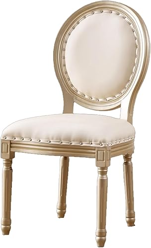 Miniatura 26 de Juego de 4 sillas de comedor de campo francés, sillas de comedor tapizadas de granja, silla de cocina con respaldo redondo y patas de madera, silla