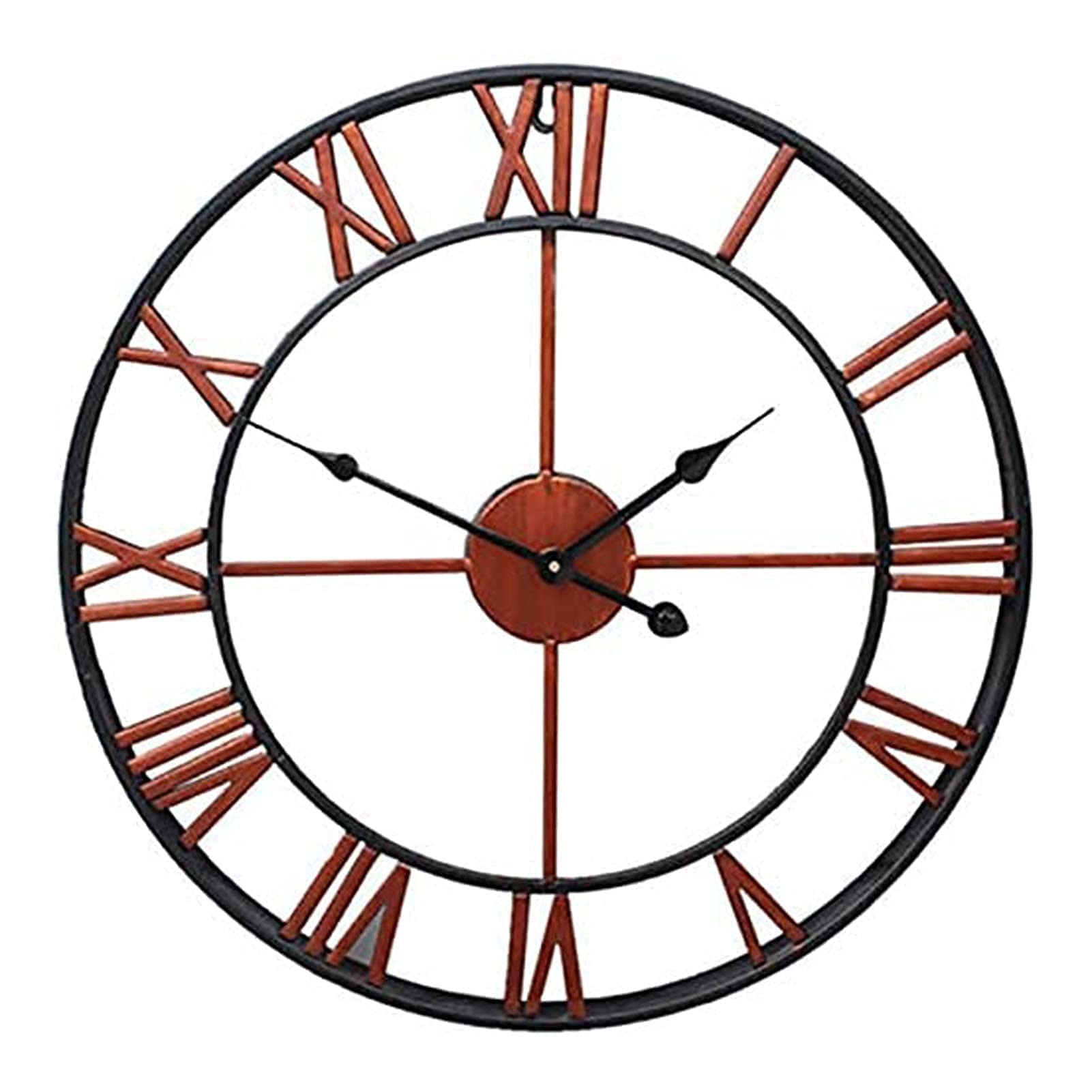 MYUYEE Quartz Wall Clock, Large Roman Numerals Garden Clock Wrought Iron Waterproof Outdoor Clock Open FA Metall Bronze Outside Decoration Quartz Wall Clock