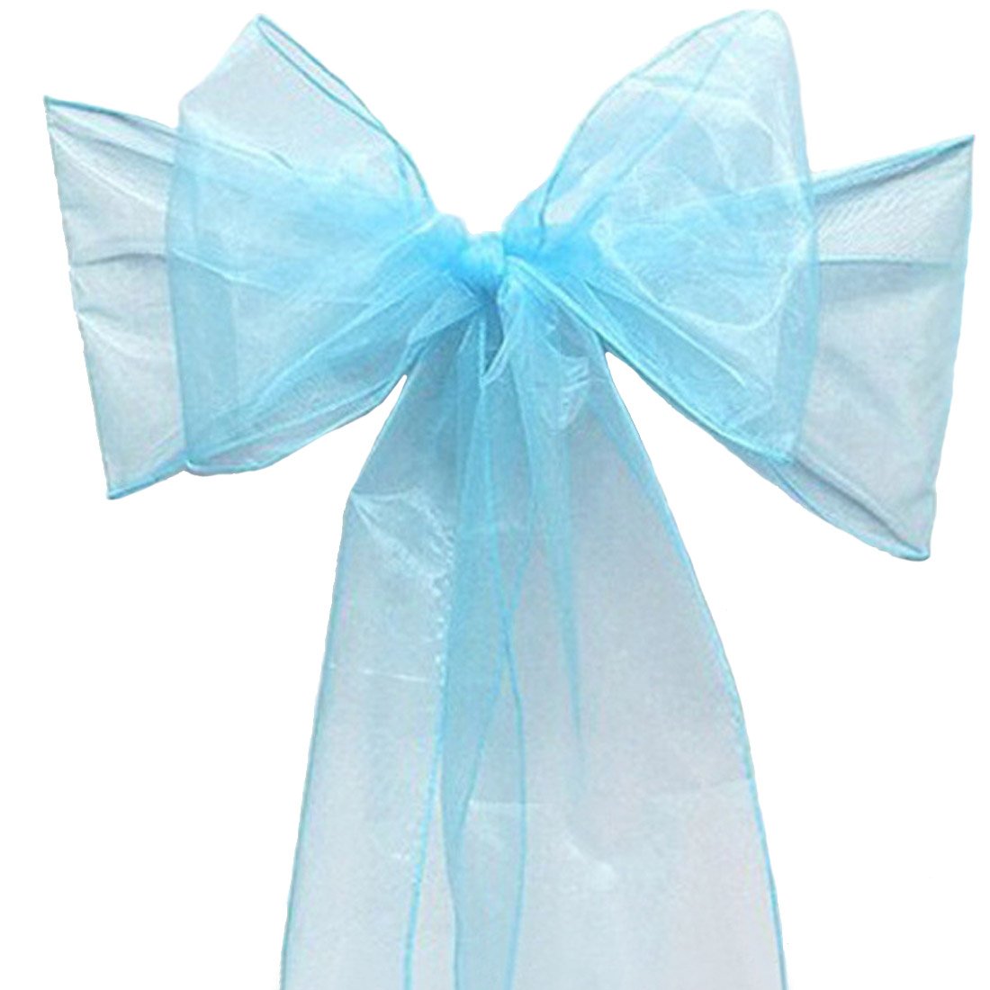 Calcifer 50 lazos de organza suaves y elegantes para cubrir sillas, lazos para decoración de fiestas, bodas, banquetes, 50 unidades (azul cielo)