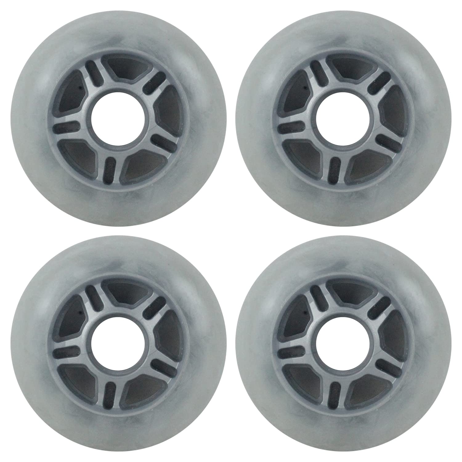 Player's Choice Inline Skate Wheels Multi Use 80mm 80A Clear Silver Indoor/Outdoor (4 Wheels)