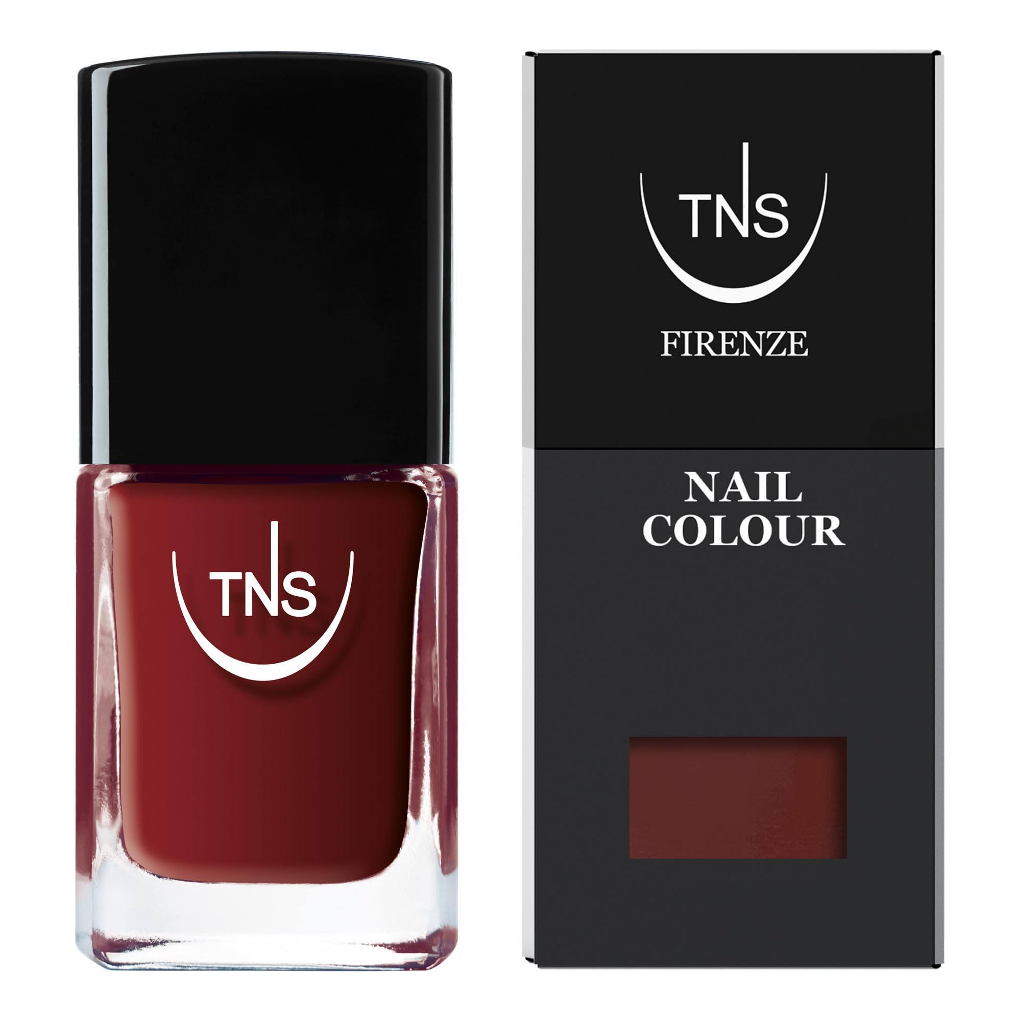 TNS Cosmetics - Aubergine smalto marrone-bordeaux formula professionale, coprente e brillante. 10 ml