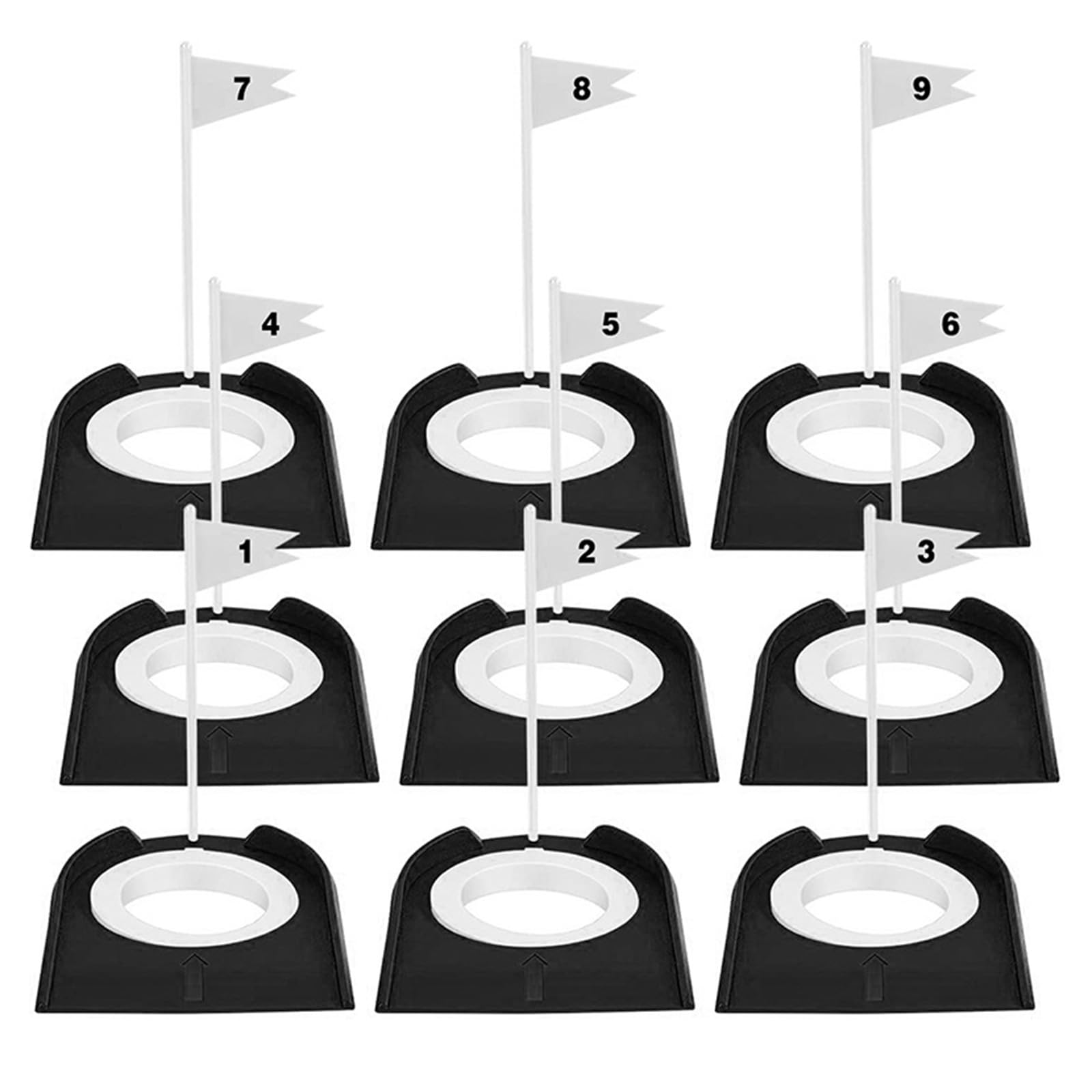 Generisch 9-teiliges Golf Trainingsputter Set, Golf Putting Cup für den | Putting Cup mit Flaggen, Golf Loch Trainer Hilfe für Erwachsene und, Putting Green Trainer für drinnen