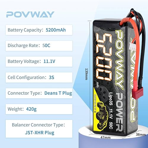 Miniatura 2 de 3S Lipo Batería 5200mAh 11.1V 50C con enchufe T Hardcase RC Batería para RC Car Barco, Camión, Helicóptero, Avión Racing Modelos RC Hobby  2 unidades