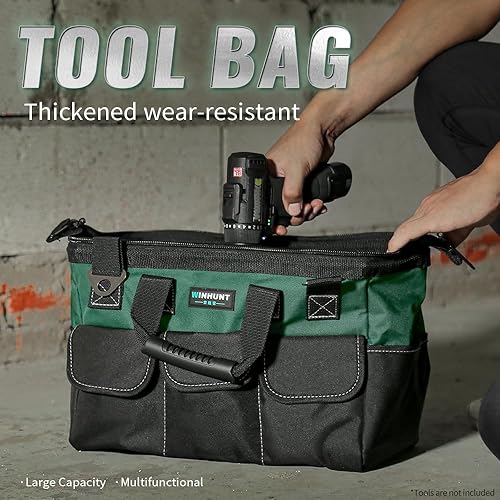 Miniatura 9 de Bolsa de herramientas, organizador de bolsas de herramientas de 13 pulgadas, bolsa de almacenamiento de herramientas con boca ancha, correas de