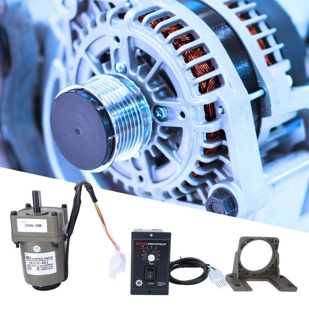 Bewinner Motor de Engranaje Reversible M315-402 AC 220V, Motor asíncrono monofásico 10K / 20K / 50K / 100K, 4 Polos Motor eléctrico Reversible de Velocidad Ajustable de 15 vatios(10K)