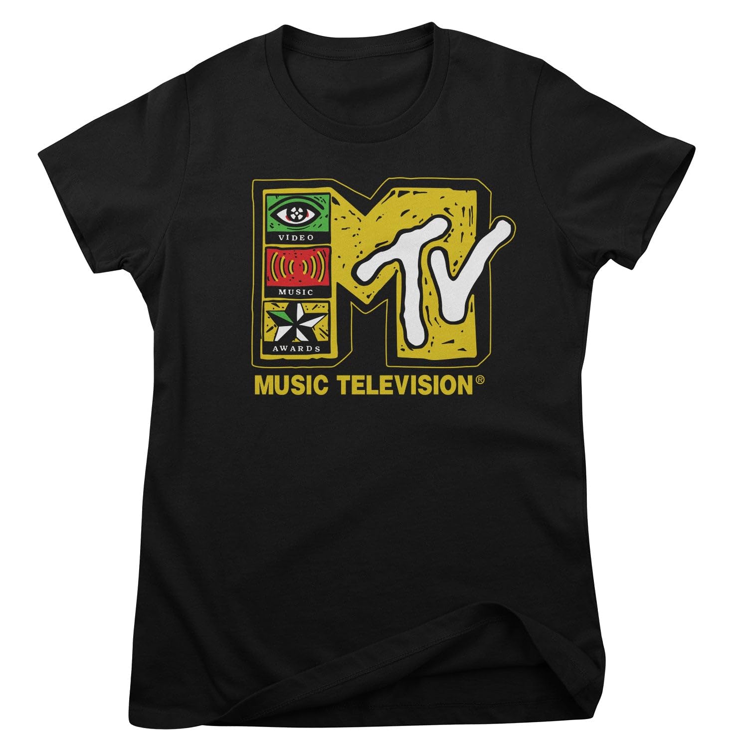 MTV Officially Licensed Video Music Awards Sketch Logo Women T-Shirt (Black), X-Large