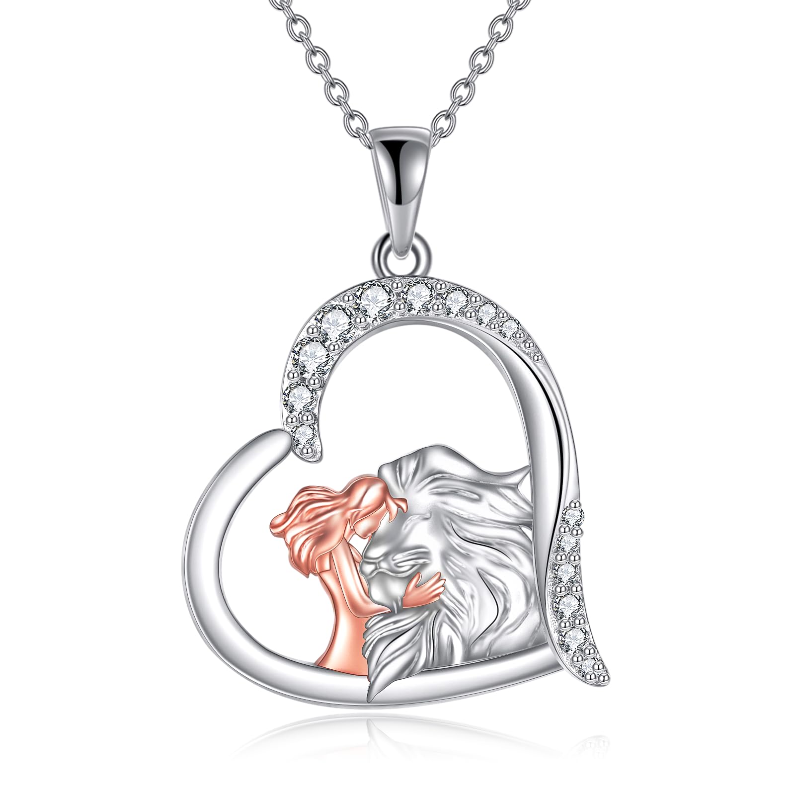 YAFEINI Tiere Kette für Damen 925 Sterling Sliber Herz Kaninchen/Hochland kuh/Fuchs/Elefant/Raccoon Halskette Anhänger Schmuck Geschenk für Mädchen