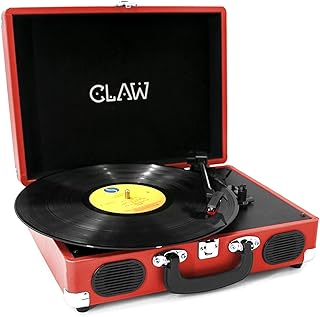 Claw Stag Portable Vinyl Record Player Turntable with Built-in Stereo Speakers, Volume Control Knob, AUX Input and RCA Out...
