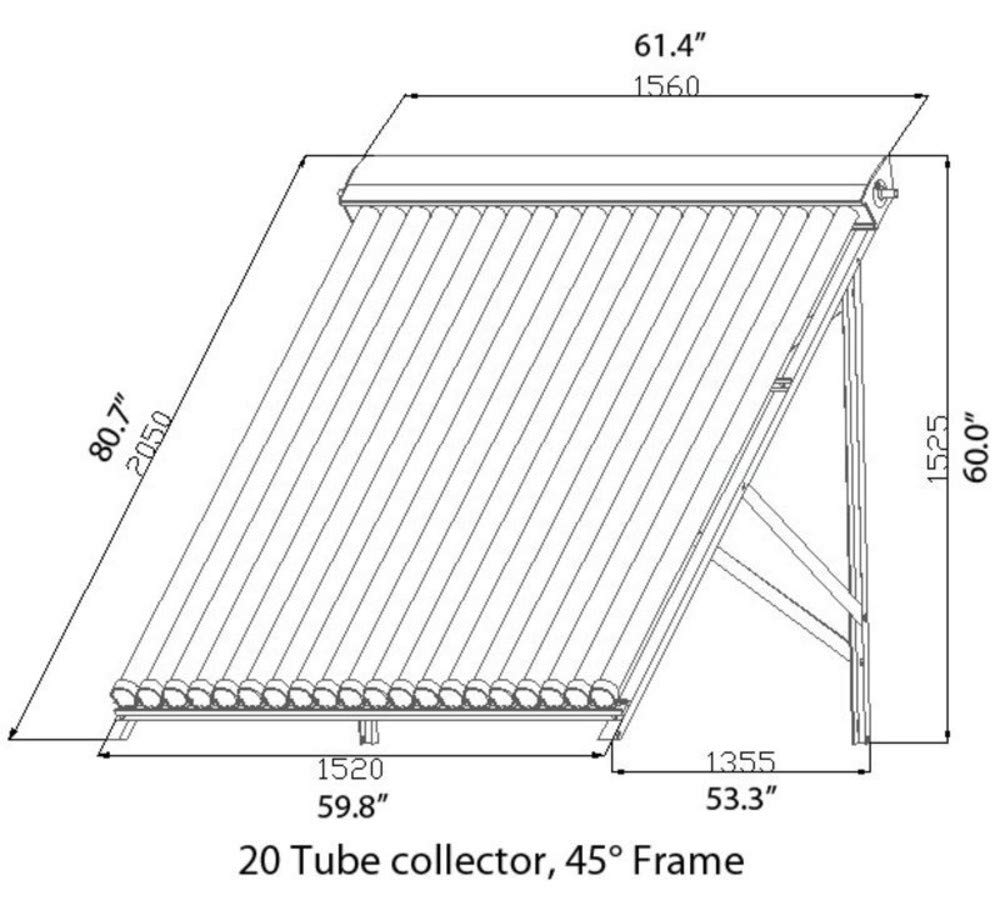Amazon.com : Duda Solar 20 Tube Water Heater Collector Slope Roof Frame  Evacuated Vacuum Tubes SRCC Certified Hot : Patio, Lawn u0026 Garden