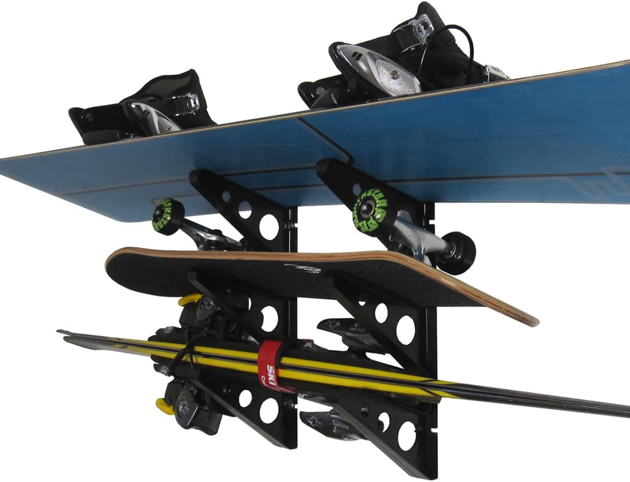 ABS Plastic Ski and Snowboard Storage Rack, Black, 20 in