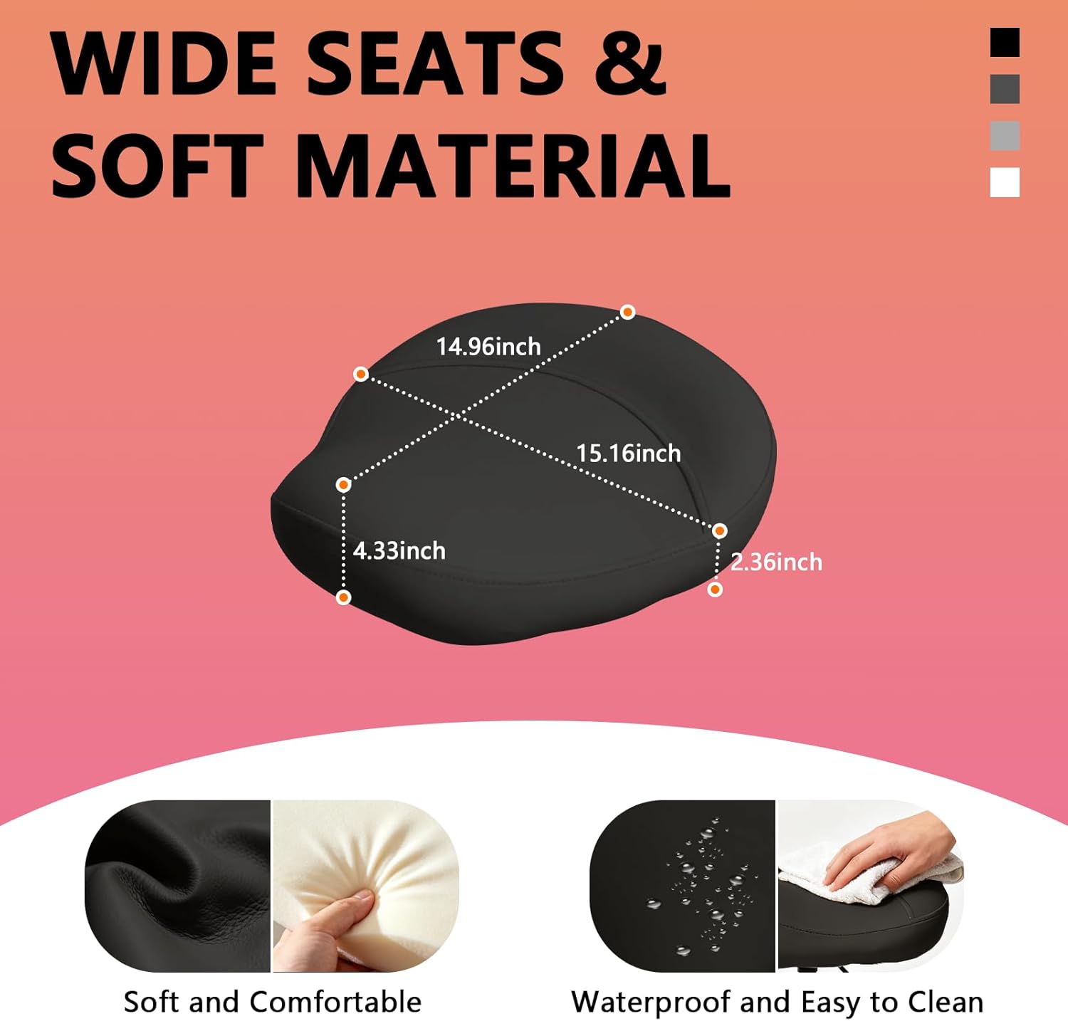 Saddle Stool,Rolling Stool with Thick Saddle Seat,Ergonomic Rolling Saddle Stools,360 Degrees Swivel Stools with Wheels,Adjustable Height Stool Weight Capacity 330lbs for Salon,Beauty,Spa (Black)