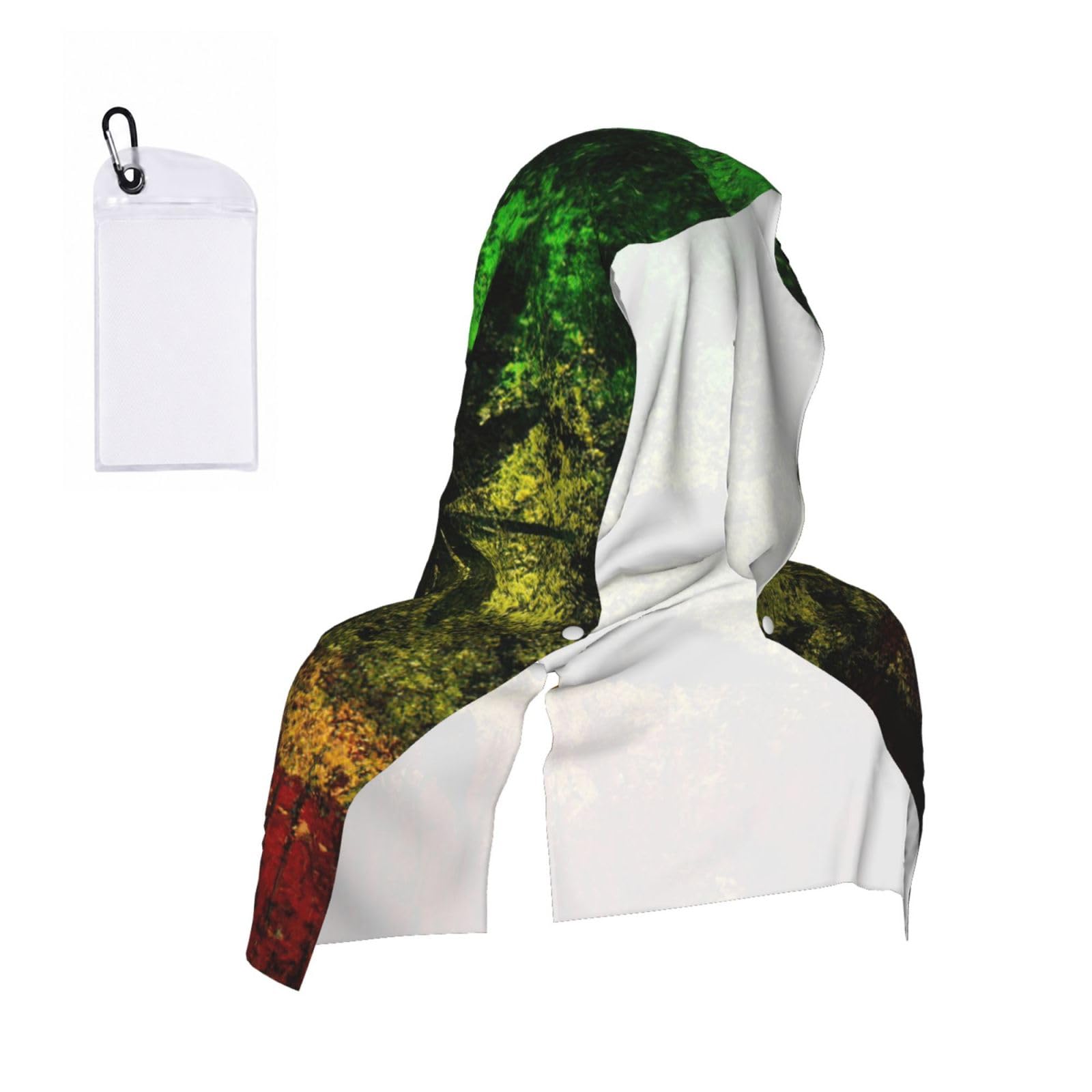 DUWAA Jamaica Flag Leaves Print Reusable Hoodie Cooling Neck Wrap, Hot Weather Outdoor Sports Workout Head Towel For Stay Chill