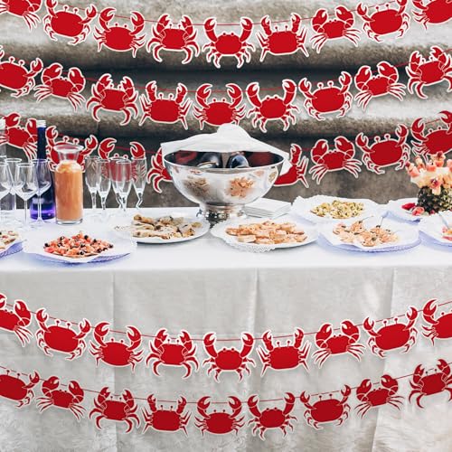 Image of 5 Pcs Crab Boil Party Decorations Banner Crab Ceiling Decorations Summer for Luau Theme Nautical Birthday Party Supplies