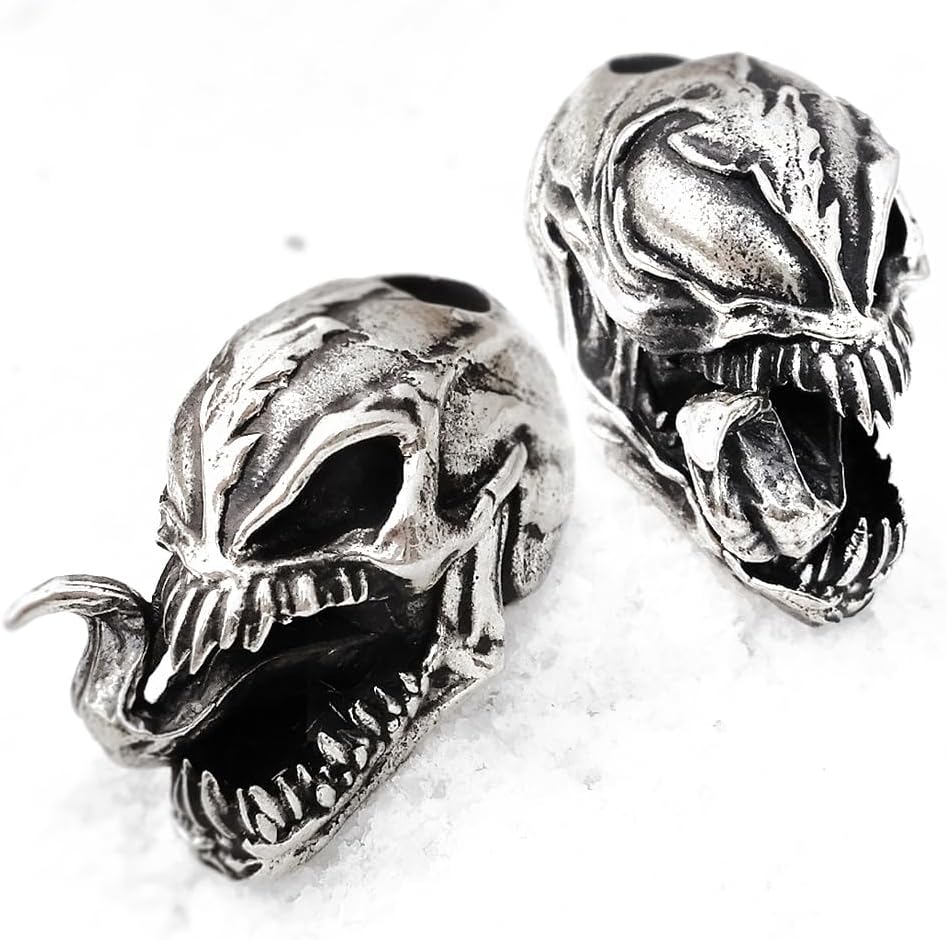 СooB EDC Paracord Bead, Knife Lanyard Bead Venom Skull. Metal Hand-Casted Paracord Beads Pendants for Paracord Knives Lanyards 1Pcs/Lot