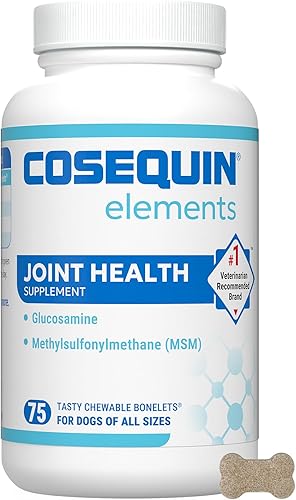 Nutramax Cosequin Elements - Suplemento de salud articular para perros, contiene glucosamina para perros, MSM, apoya articulaciones saludables, para