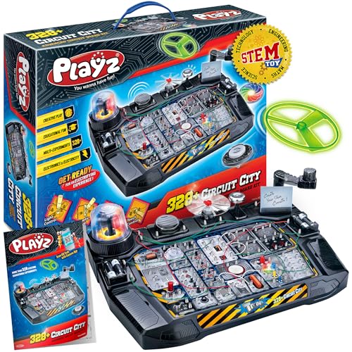 Playz Advanced Electrical Circuit Board Engineering Kit for Kids with 328+ STEM Projects on Electricity, Voltage, Currents, Resistance, & Magnetic Science | Gift for Children Age 8-13+