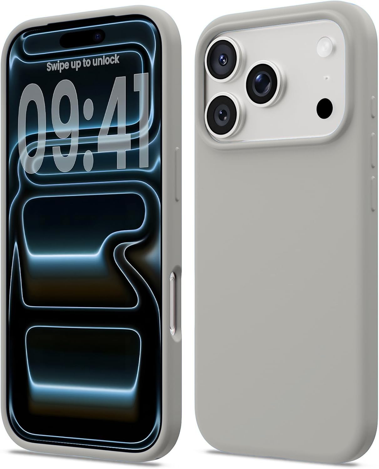 DIZORO Compatible with (iPhone 17 Pro Case)(2025), Liquid Silicone 3 Layers Full Covered Soft Gel Rubber Phone Case,Shockproof Protective Cover with Anti-Scratch Microfiber Lining-Natural Titanium-image-37