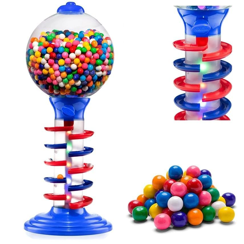 Big Light and Sound Spiral Gumball Bank - 21" - Gumballs Included - Kids Twirling Style Candy Dispenser - Birthday Parties, Novelties, Party Favors and Supplies (Red)