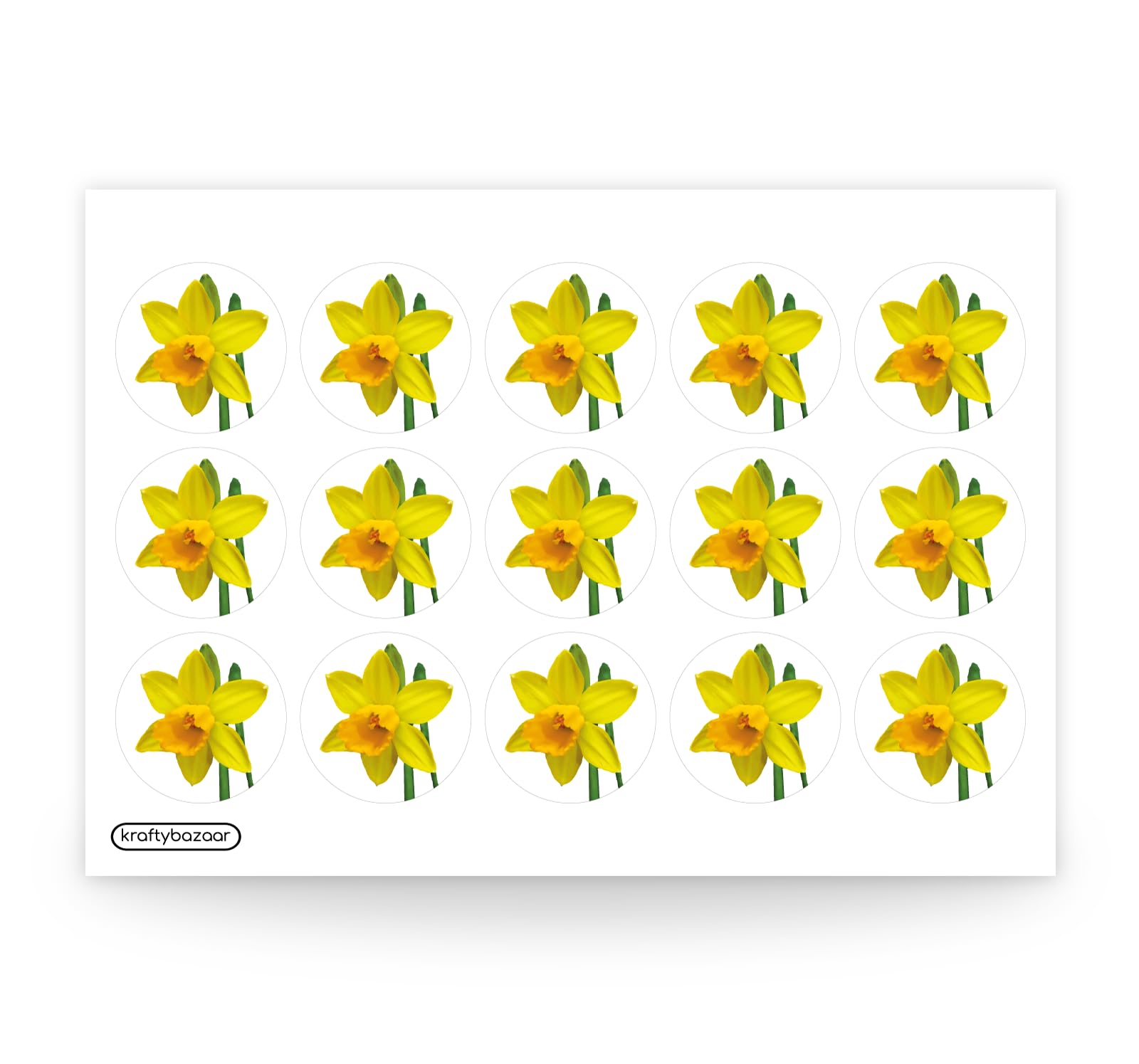 Pack of 450 Daffodil Flower Decor Paper Labels, 37mm Self-Adhesive Stickers, Multipack Stationery Craft Decorative Labels