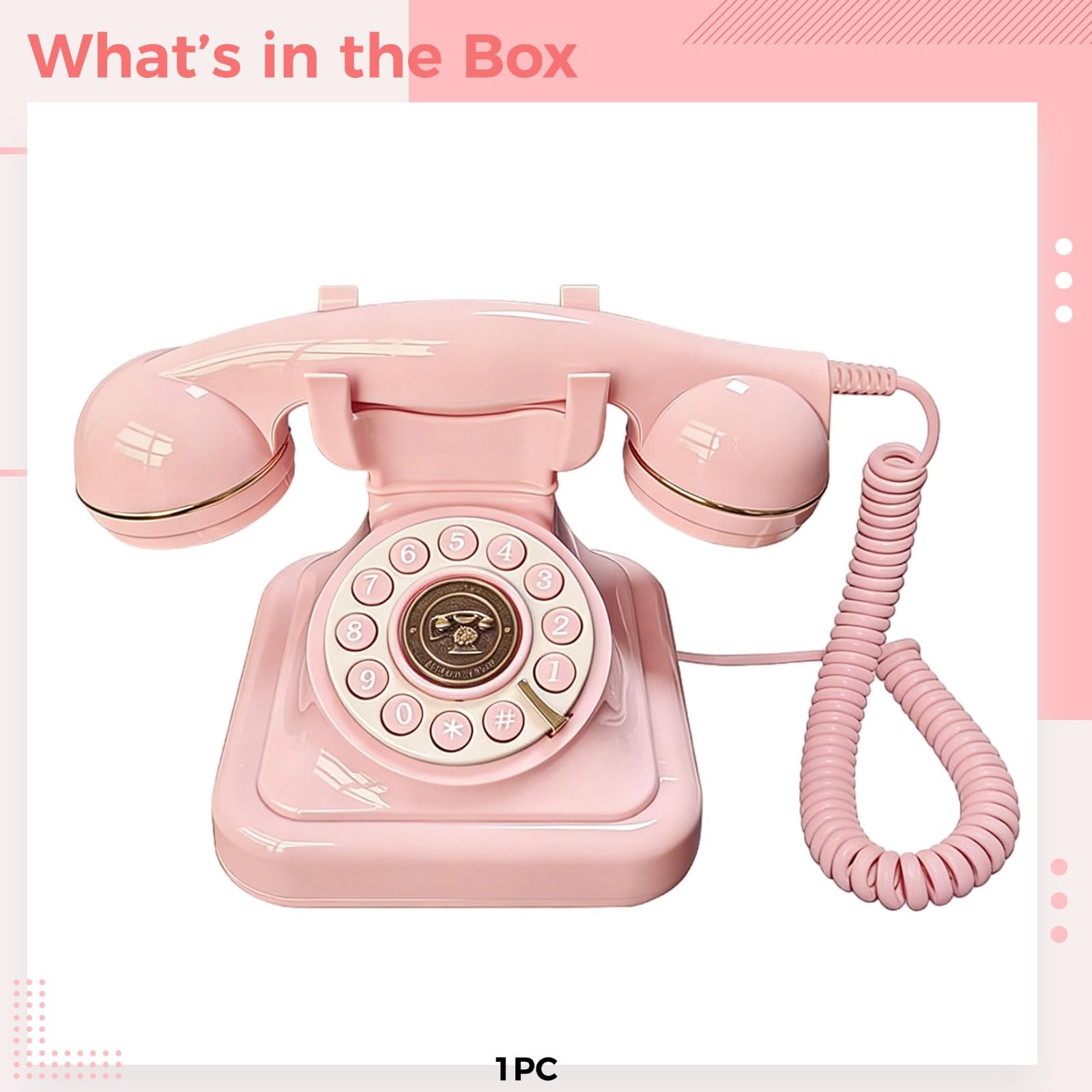 Machify różowy telefon stacjonarny w eleganckim europejskim stylu, 23 x 15 x 16 cm, do kawiarni, biura, domu wiejskiego