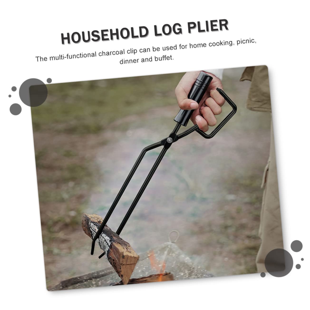 Abaodam Pinza Per Ferro Lunga Pinza Per Legna Da Barbecue Forniture Per Campeggio Attizzatoio Portatile