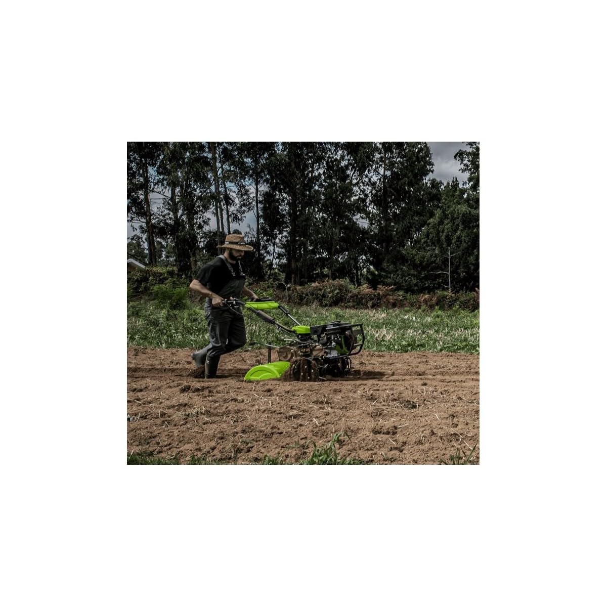 VITO - Motoculteur Thermique 7CV (5.2kW) Essence 4T 212cm³ Fraises à Double Rotation Transmission Directe 2 Vitesses AV + 1 AR Largeur 620mm Travail Intensif Agriculture/Jardinage
