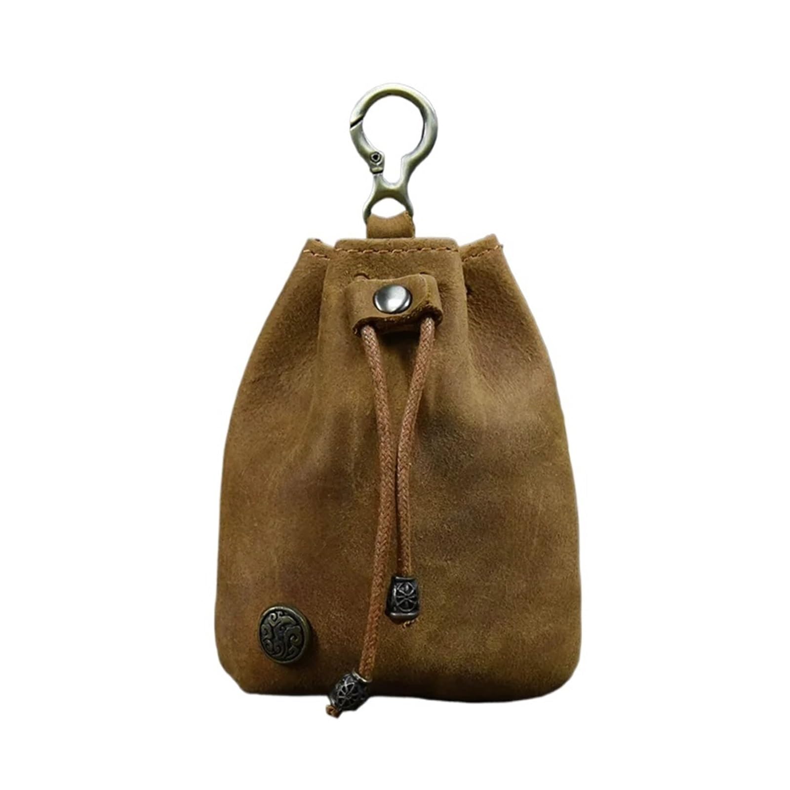 AYWTIUN Leather Drawstring Pouch Coin Purse Men Women Leather Casual Small Wallet Cowhide Money Pocket Drawstring Storage Waist Pack
