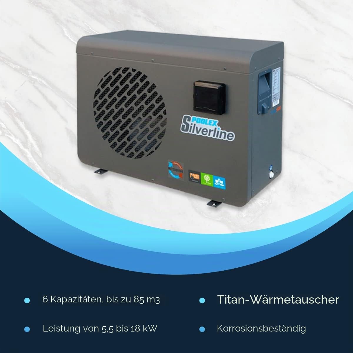POOLEX Silverline 90 Wärmepumpe, Grau